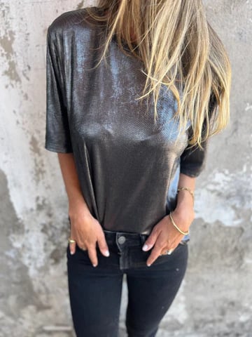 Women's Round Neck Mercerized Fashion Casual T-shirt