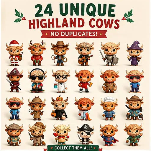 🎉49% OFF - 🐂🎁2026 Highland Cow Advent Calendar | Every Day Brings New Surprises(📦Buy 2 Free Shipping)