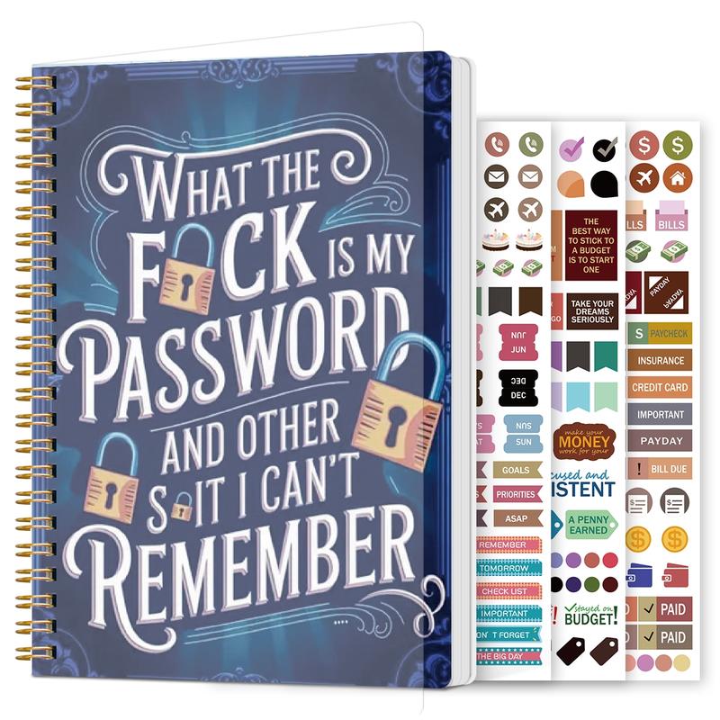 🔥HOT SALE🔥📅Funny Password Notebook - Spiral Bound with Lock Icons & Funny Security Phrases✍️