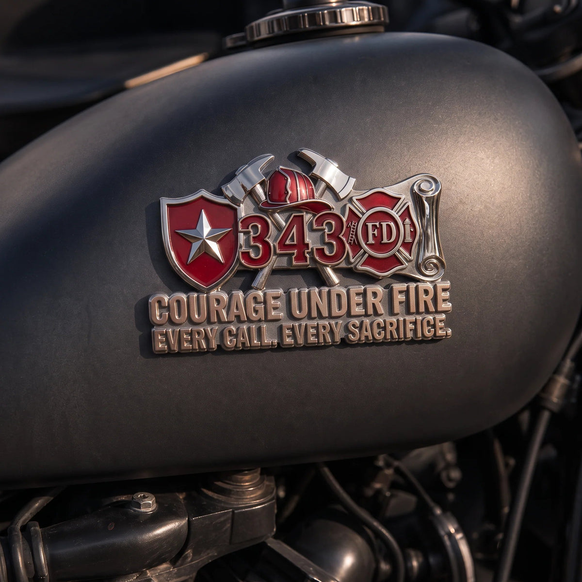 🎉Firefighter Courage Under Fire Car Sticker | Premium Metal Badge Style Decal