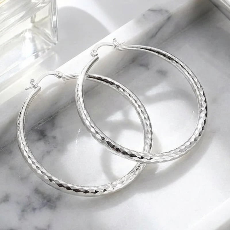 🔥 HOT SALE 🔥🎉 BUY 1 GET 1 FREE 🎁 Diamond-Cut Hoop Earrings for Women – Elegant, Sparkling 💎
