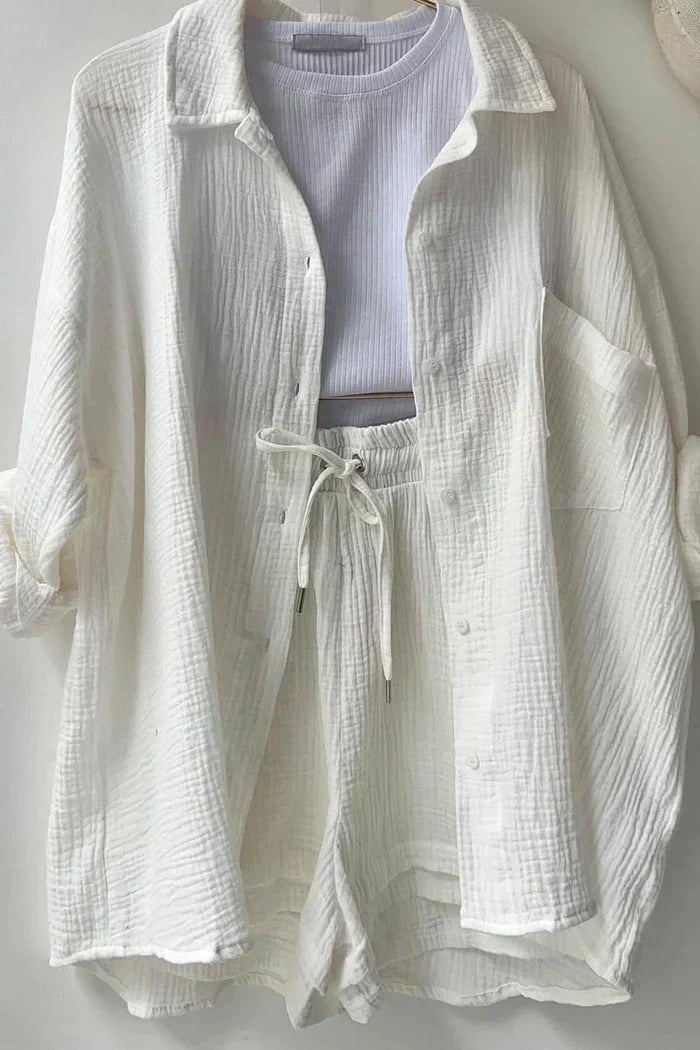 LONG SLEEVE SHIRT SHORT SET