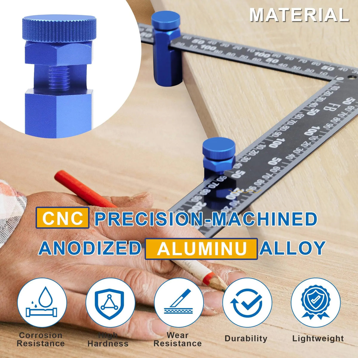 🎉 Tall Stair Gauges for Framing Square – Hexagonal Stable Lock with Holder & Hook for Carpentry & Circular Saw
