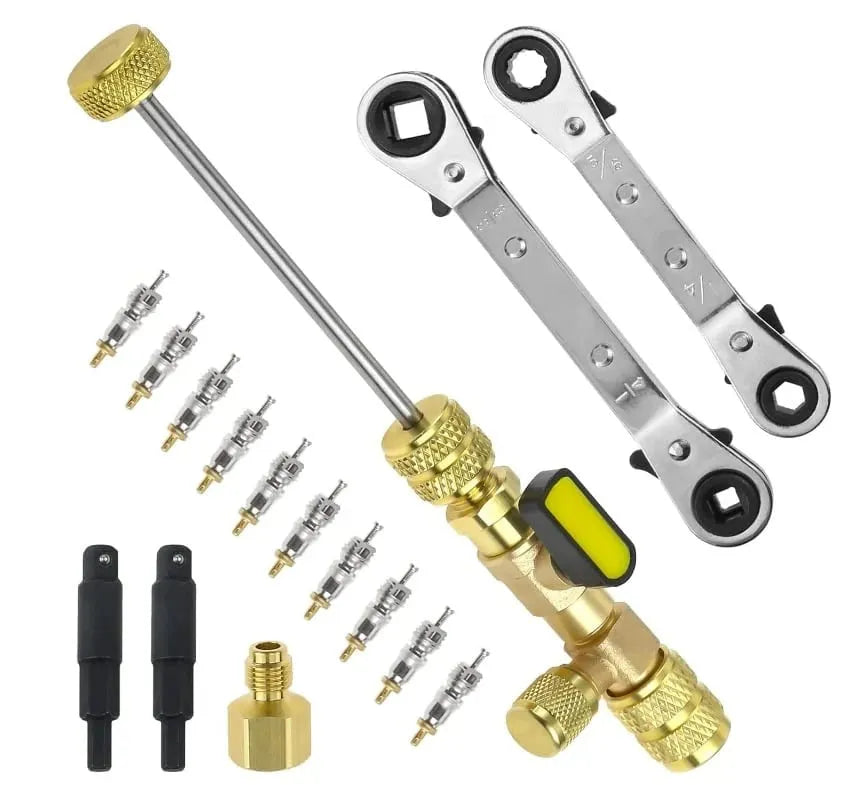 🎉Valve Core Remover Installer Tool Set, Refrigeration Ratchet Wrench Kit