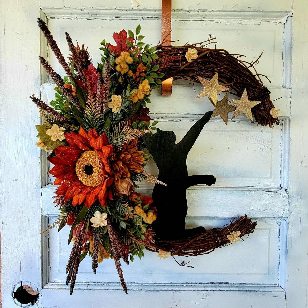 WITCHY CELESTIAL DOOR/ART HALLOWEEN LUNAR DECOR KITTY LOVERS GIFT- 🔥 BUY 2 FREE SHIPPING!