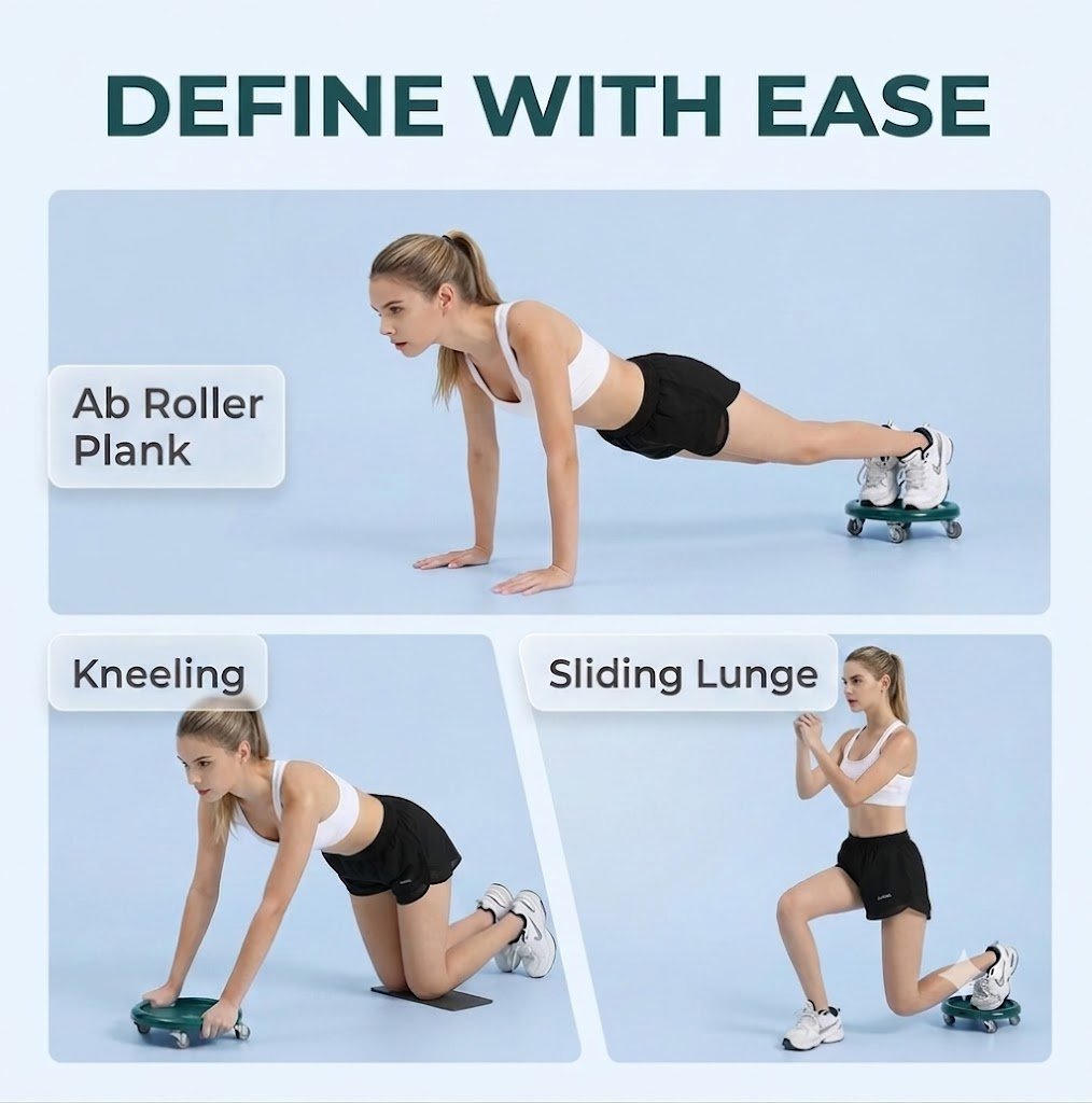 🔥HOT SALE🔥Silent 4-Wheel Ab Roller for Defined Abs – Home Fitness Equipment with Omnidirectional Wheels (Unisex)