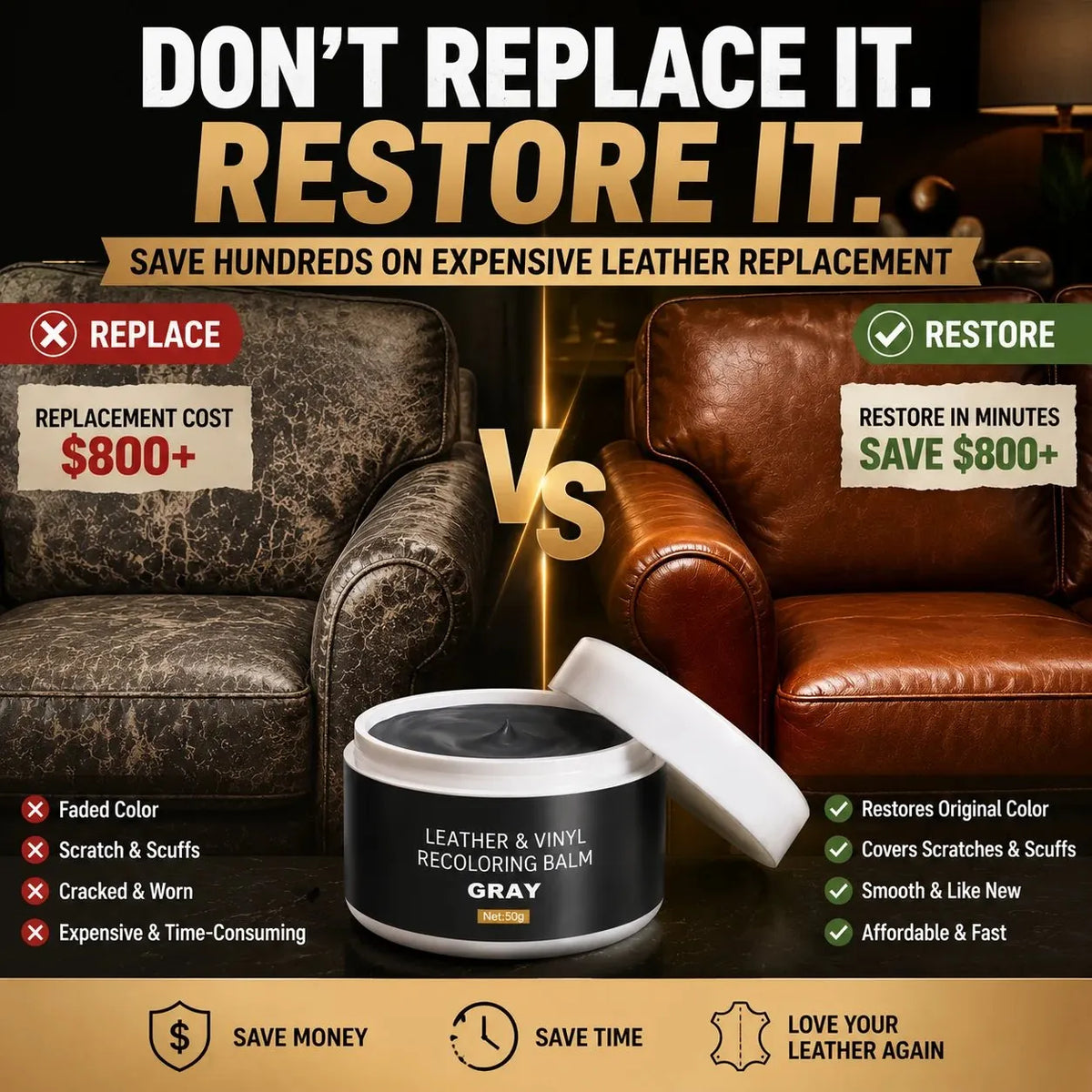 🔥HOT SALE🔥Leather & Vinyl Recoloring Balm Kit – Restore Faded Seats, Sofas & Shoes