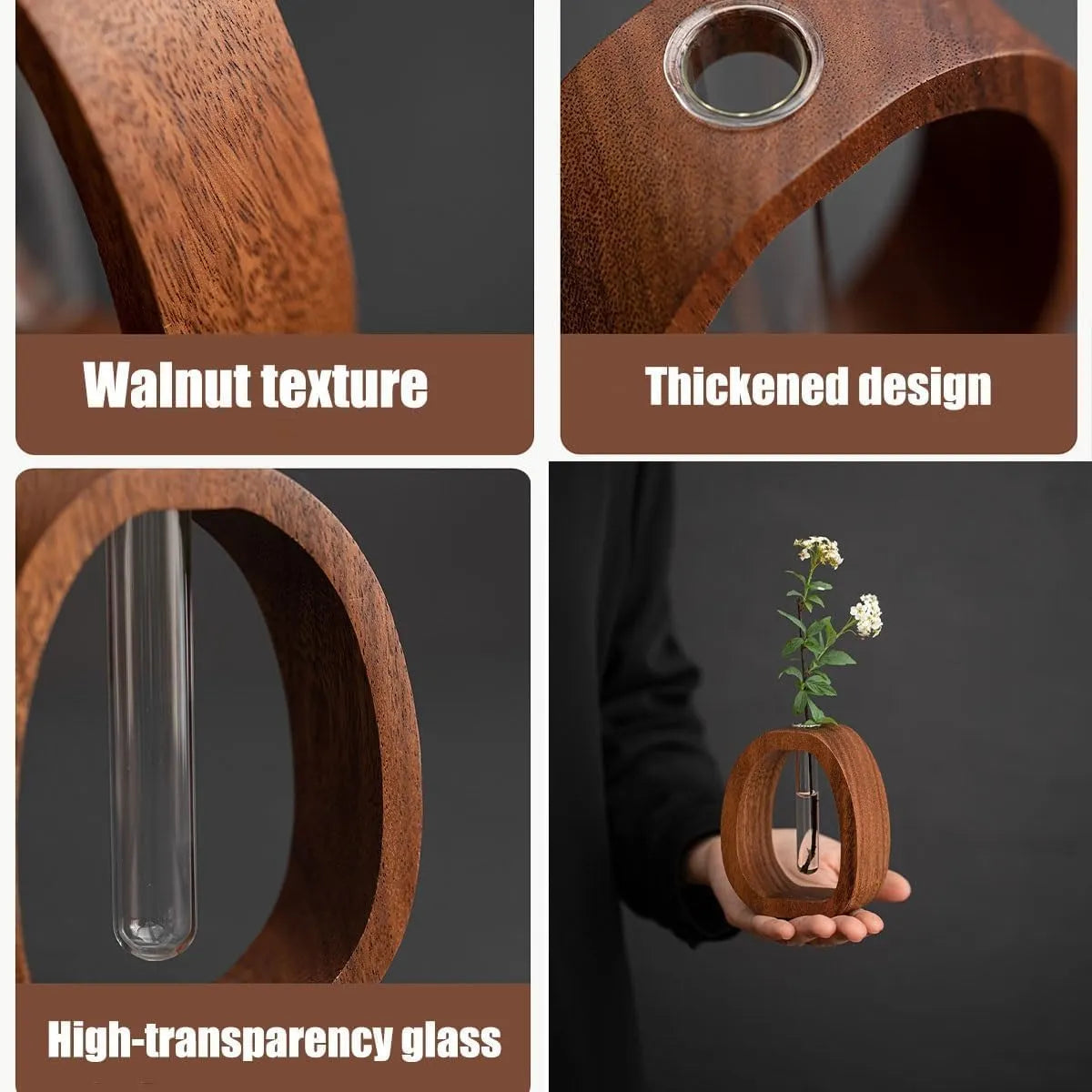 Solid Wood Glass Vase