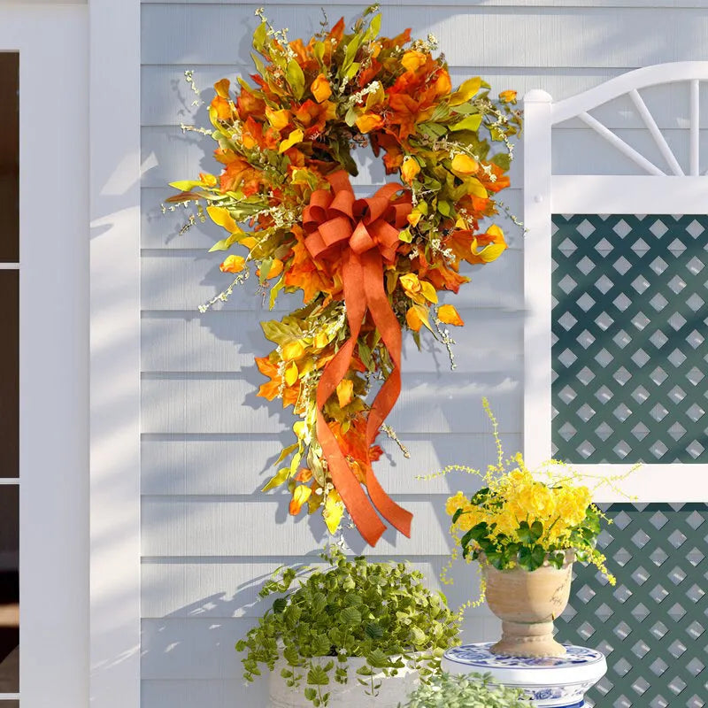 French Berries orange brown swag wreath