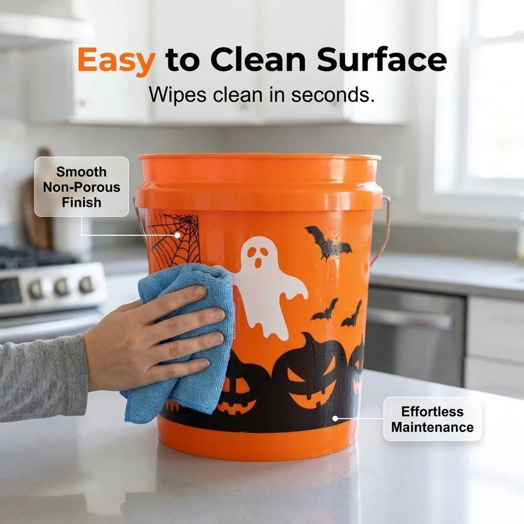 🎉🔥HOT SALE🔥🎃Halloween Trick or Treat Candy Buckets with Sturdy Handle - Classic Home Depot Orange Ghost Pumpkin Bat Trick-or-Treat Pails - Durable Reusable Plastic Bucket Container for Kids Party Favors & Seasonal Decor🍬