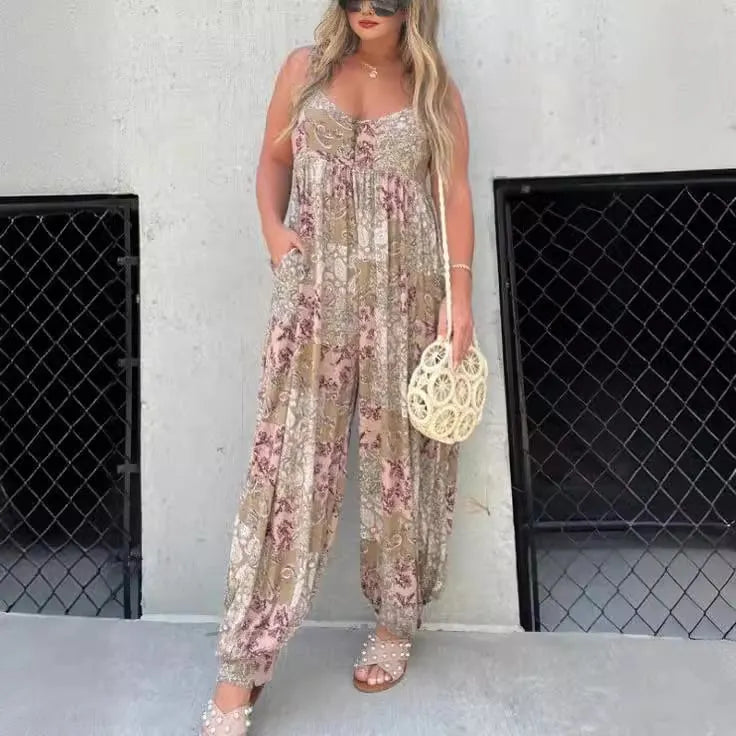 Cooper Patchwork Print Loose Jumpsuit