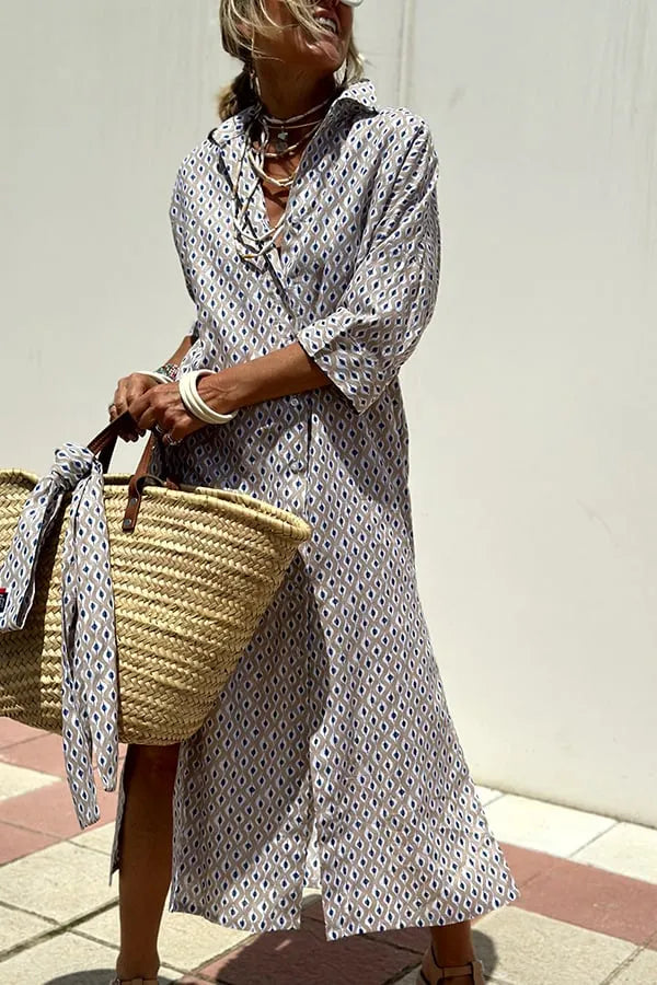 Loose Striped Half Sleeve Shirt Dress