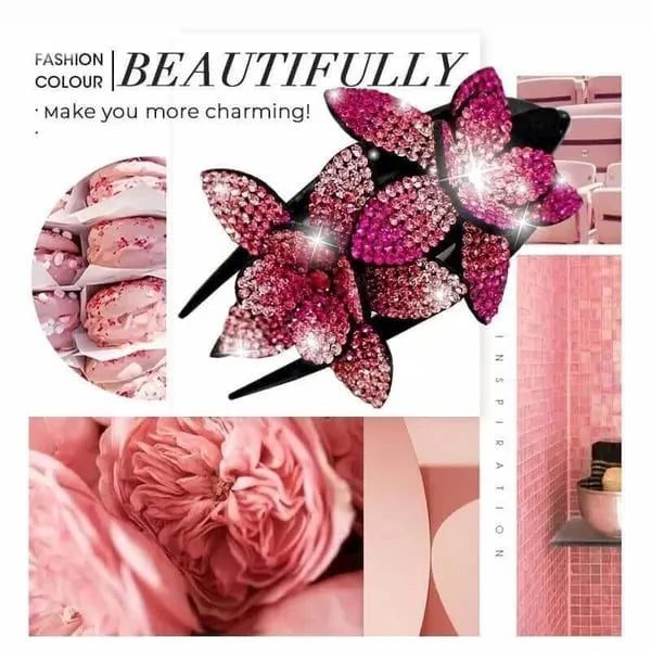 Rhinestone Double Flower Hairpin (buy 1 get one free)
