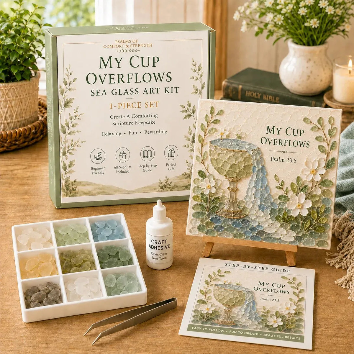 💥🏆 Psalms of Comfort & Strength Sea Glass Art Kit✝️