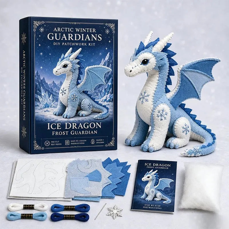 🔥HOT SALE🔥DIY Ice Dragon Felt Patchwork Kit Arctic Winter Guardian Sewing Set