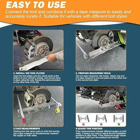 Toe Alignment Tool Plates Heavy Duty Upgrade Stainless Steel Wheel Alignment Tool Plate, with Hanging Holes for Easy Wall-Mounted Storage