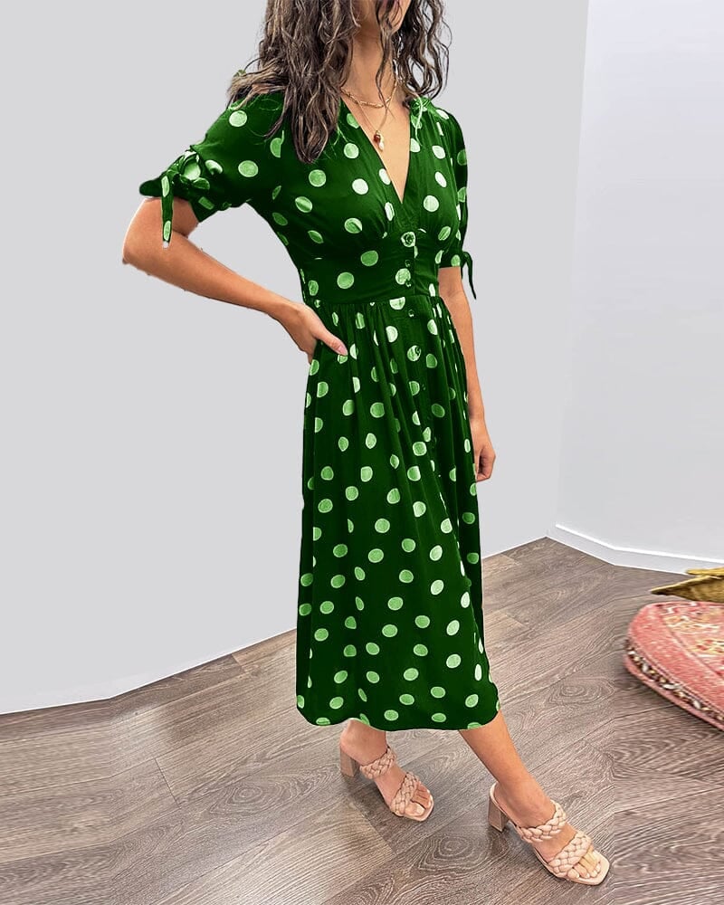 💃Deep V-neck polka-dot dress - buy 2 free shipping