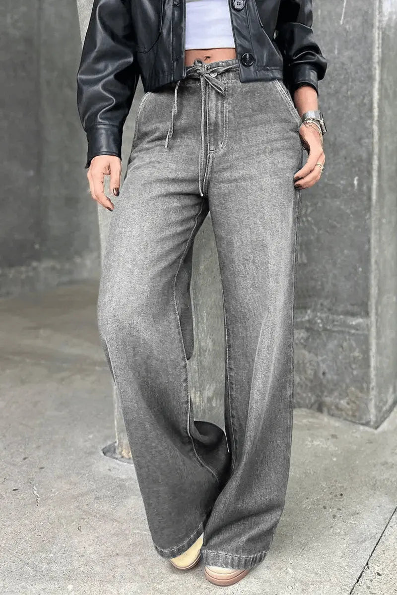 Women's Casual Tie-Front Wide-leg Jeans (BUY 2 FREE SHIPPING)