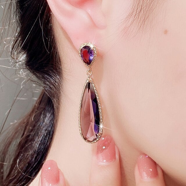Luxury Large Pear Crystal Drop Earrings