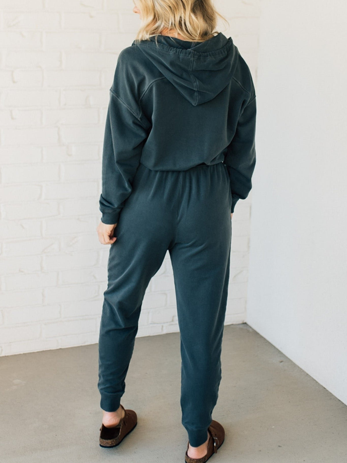 French Terry Drawstring Hooded Jumpsuit (Buy 2 Free Shipping)