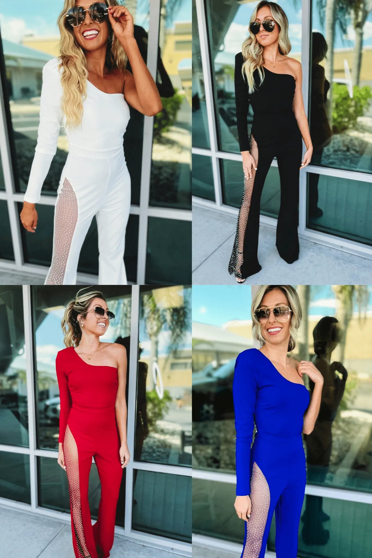 One Shoulder Rhinestone Jumpsuit(BUY 2 FREE SHIPPING)