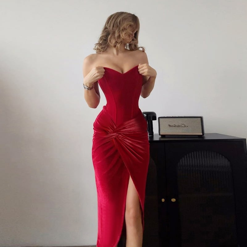 Red Velvet Twist Dress