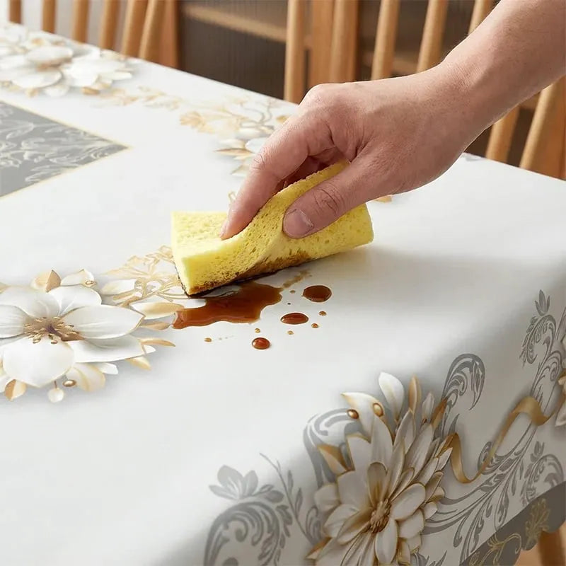 🎉⏰Elegant Waterproof Embossed Floral Tablecloth💮