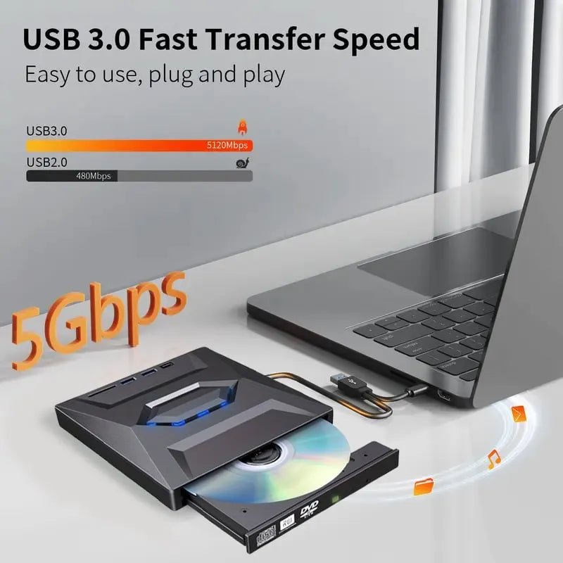 🔥 HOT SALE 🔥Retro Laptop CD DVD Player USB C 3.0 Portable CD Burner