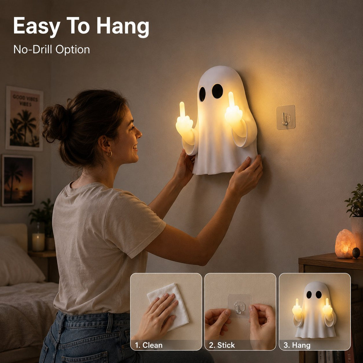 Minimalist Ghost Ambient Light Cute Spooky Halloween Lamp For Viral Aesthetic Indoor Decor