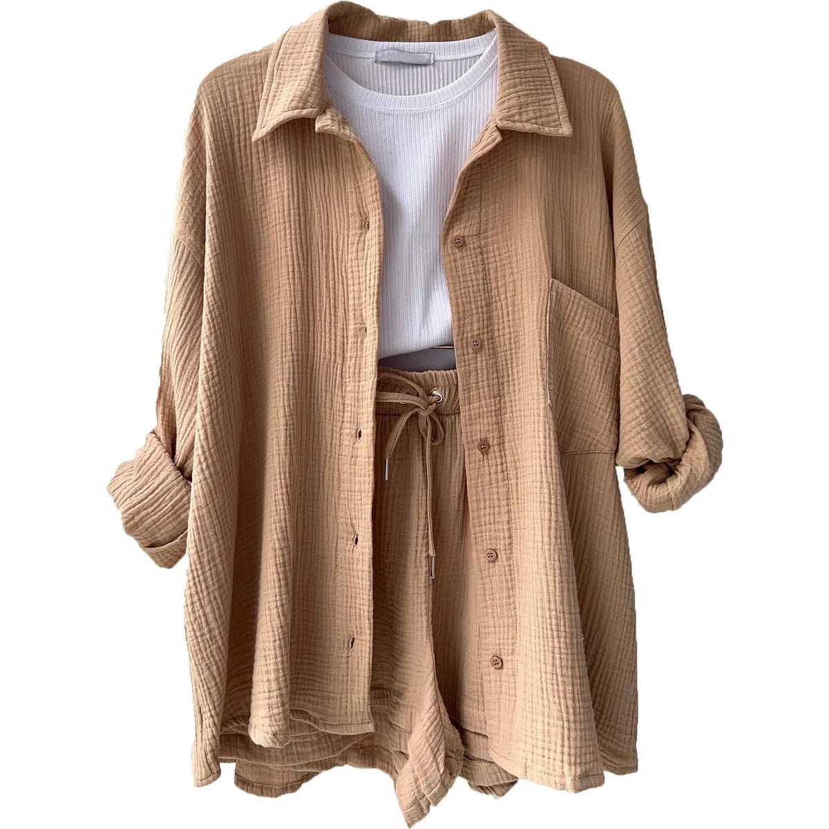 LONG SLEEVE SHIRT SHORT SET