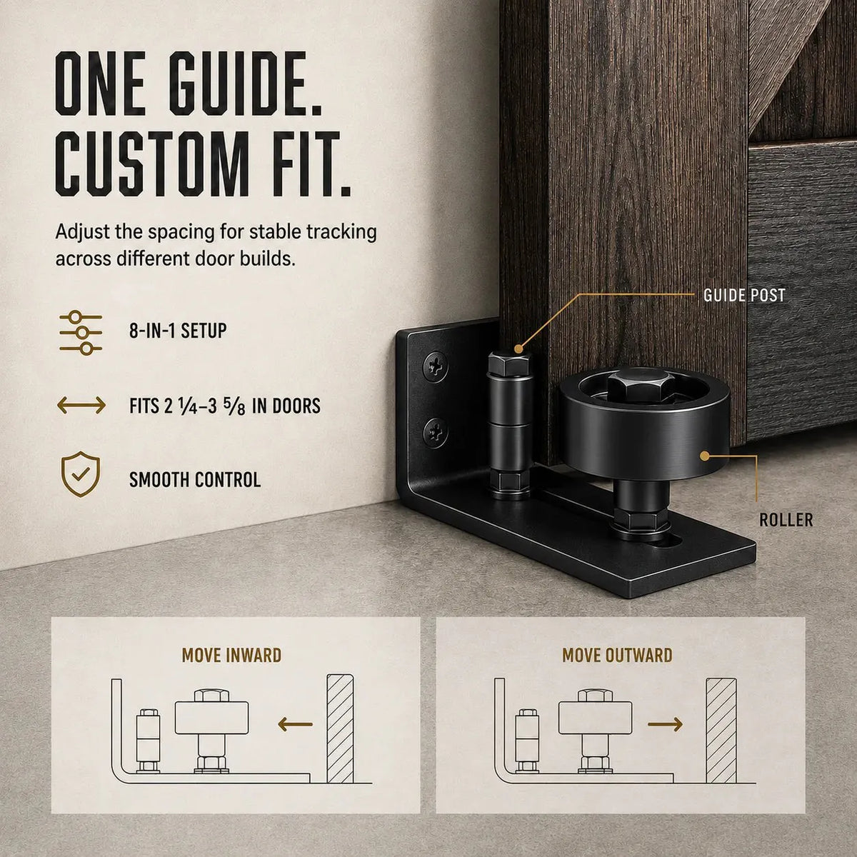 🔥HOT SALE🔥8-in-1 Adjustable Barn Door Floor Guide – Wall-Mount Stay Roller for Smooth, Stable Sliding