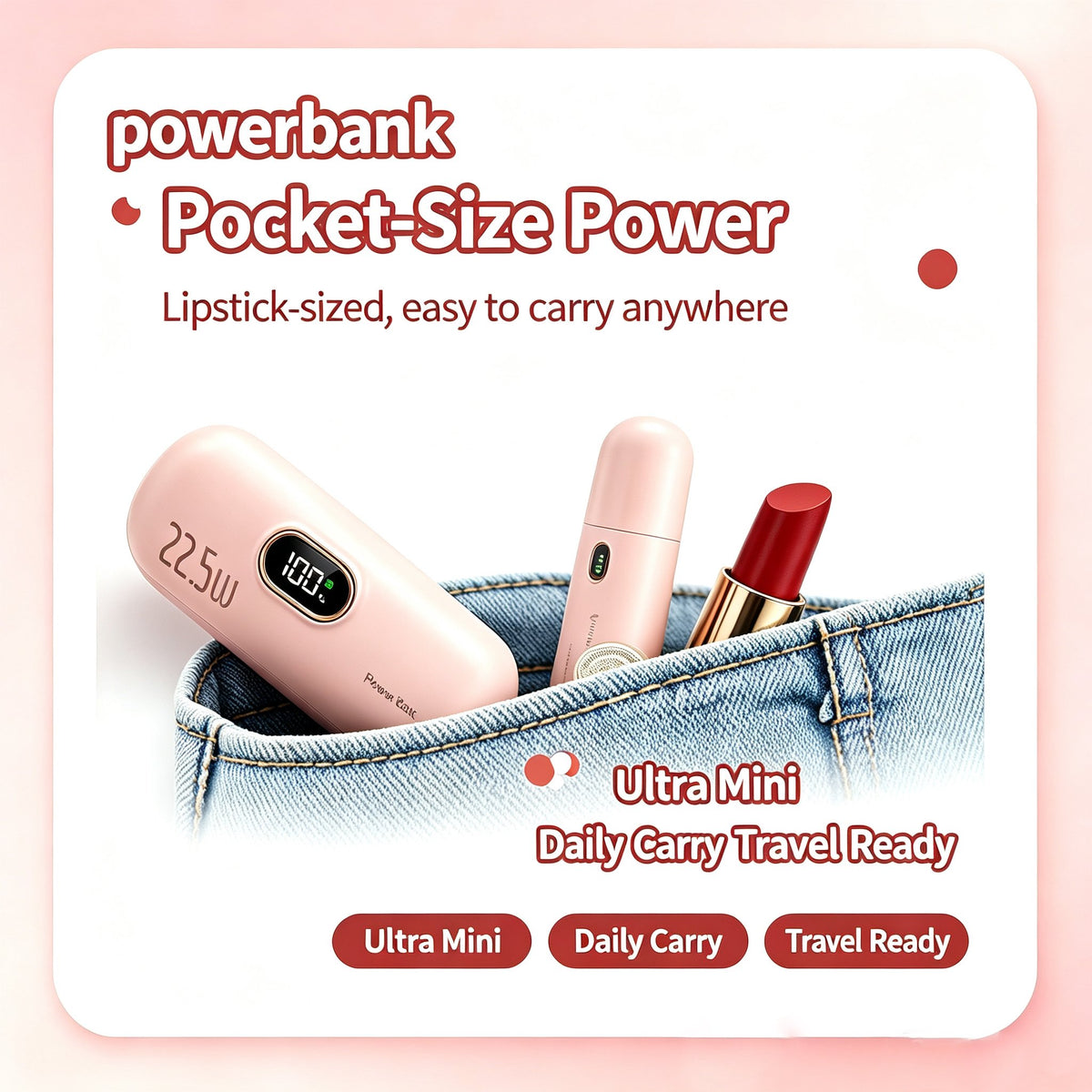 🎉Mini Portable Power Bank External Battery Plug Play Power Bank Type C Fast Charger For iPhone Samsung