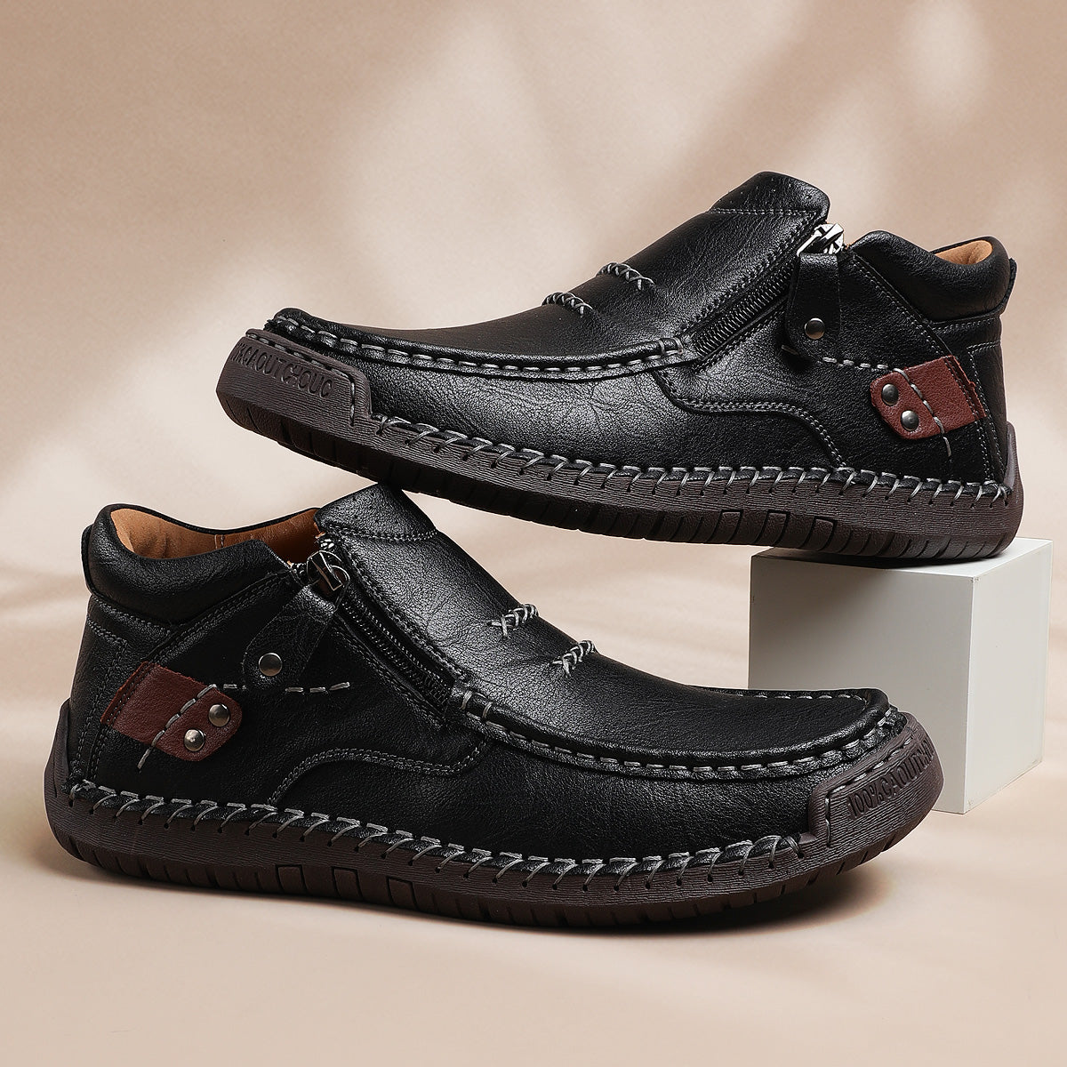 Men’s Handmade Premium Leather Slip-On Driving Boots