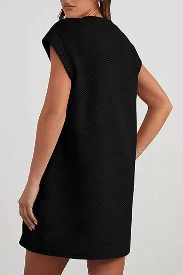 Women's Casual Textured T-shirt Dress with Pockets (Buy 2 Free Shipping)
