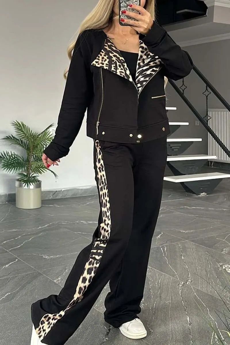 Women's casual leopard print patchwork suit🐆buy 2 sets free shipping