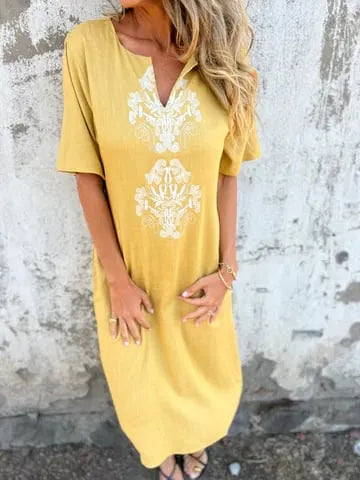 Printed Loose Midi Dress 🌸Buy 2 Free Shipping