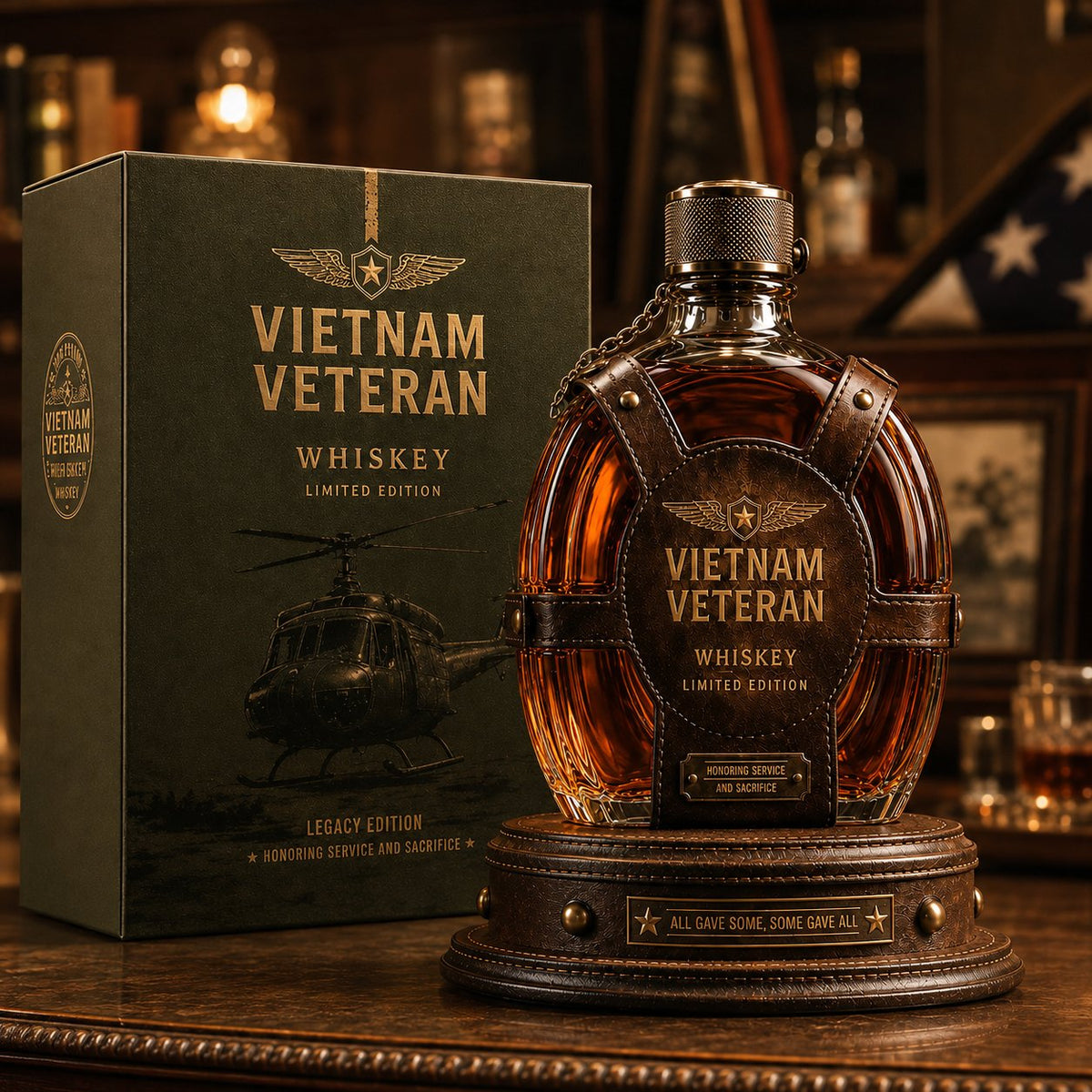 🔥HOT SALE🔥💥🏆Military Tribute Whiskey Decanter – Collectible Veteran Display Bottle With Gift Box