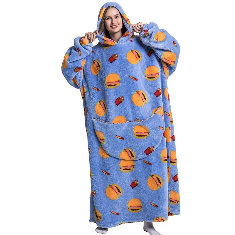 Cute Cartoon Print Hoodie Blanket