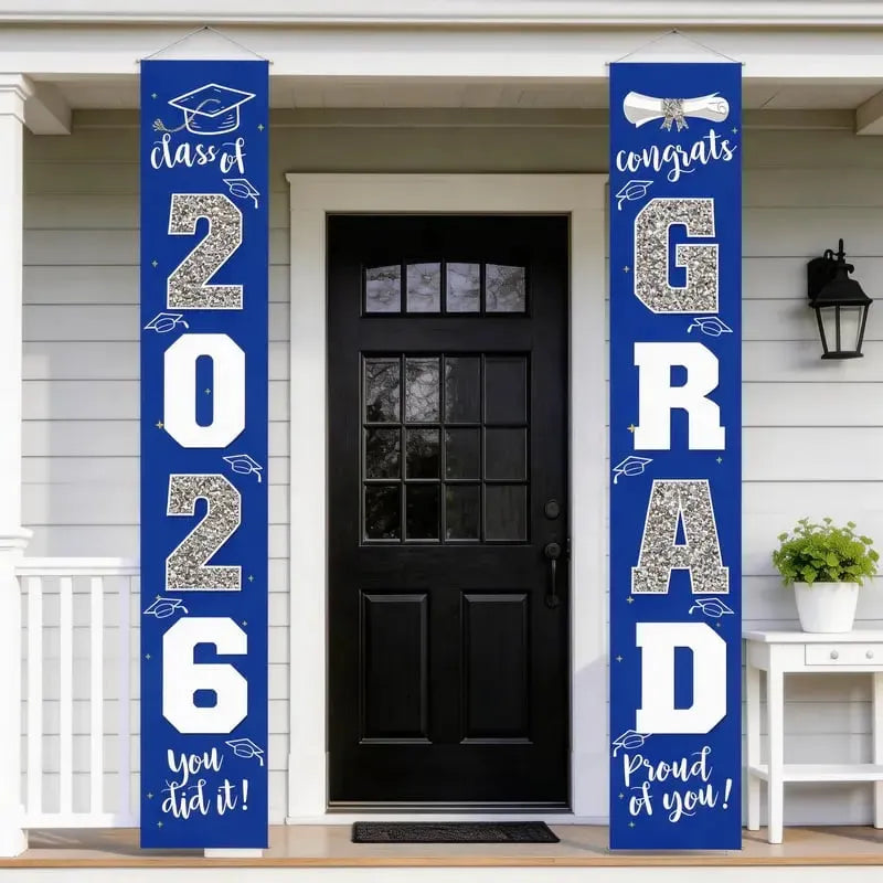 🔥2026 LAST DAY 49% OFF - 🎓Class of 2026 Graduation Banner | Congrats Grad Front Door Porch Decor for Graduation Party (✨Set of 2)