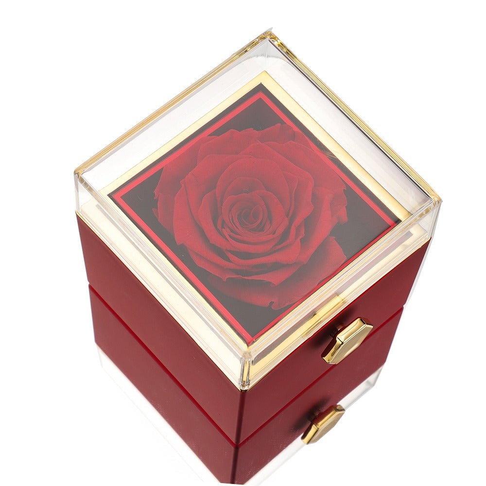 Eternal Rose Box - W/ Engraved Necklace & Simulated Rose.