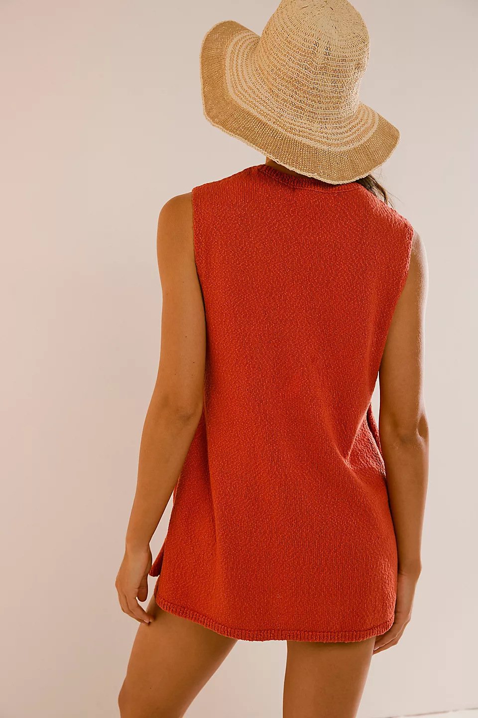 Women's Solid Color Knit Tank Top & Shorts Two-piece Set