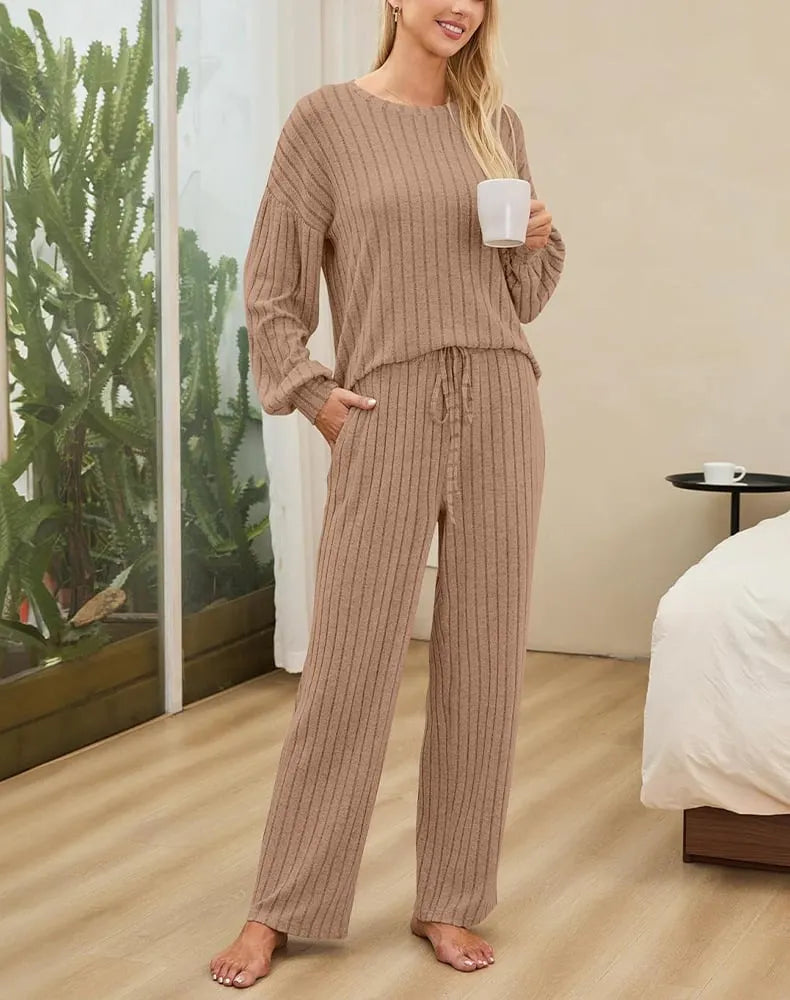 Women's Casual Loungewear Cute Long Sleeve Pajama 2-Piece Set