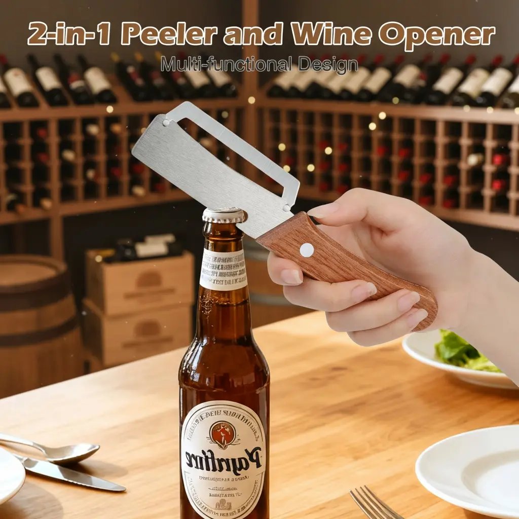 Limited-time Price $9.99😍Multi-functional Peeler 4-in-1, Stainless Steel Peeler, Vegetable Cutter, Slicer, Bottle Opener, Kitchen Must-Have Tool, Portable and Sharp