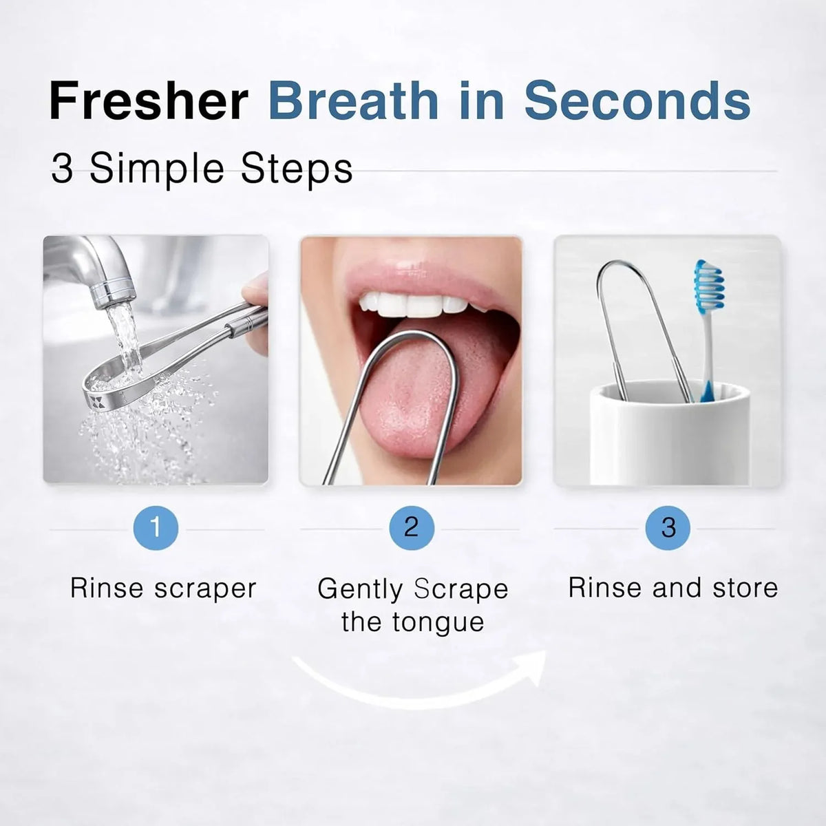 🦷✨ Stainless Steel Tongue Scraper (2 Pack)