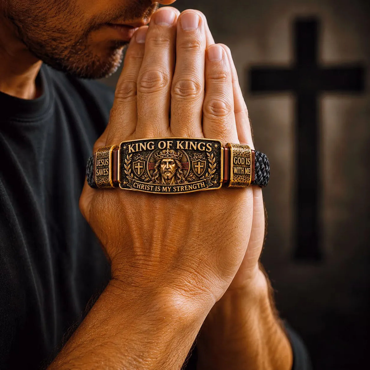 🔥Father‘s Day 50% OFF ✨Handmade King of Kings Faith Bracelet – Adjustable Christian Wristband Gift