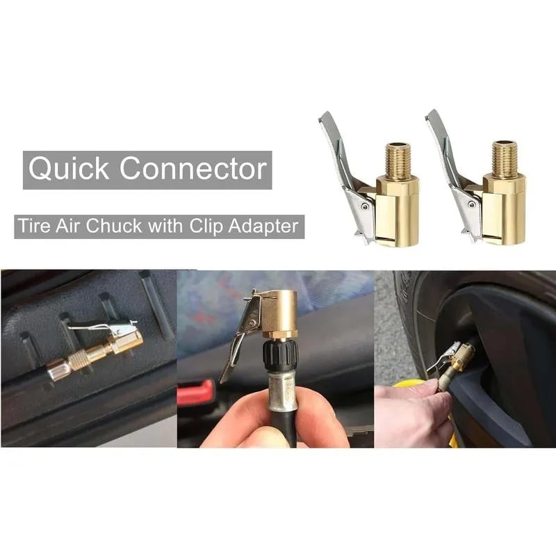 🎉🔥👍Tire Air Chuck with Clip Adapter, No Leakage Tire Chucks for Vehicle Inflator Compressor Pump Connect Accessories Tool