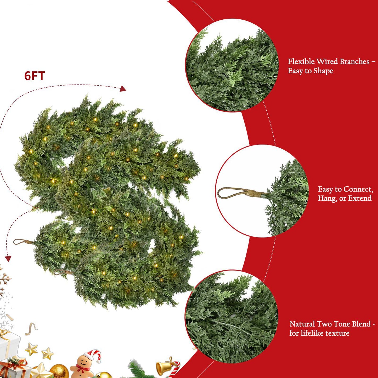 🏆HOT SALE💥 Pre-lit Christmas Cedar Garland
