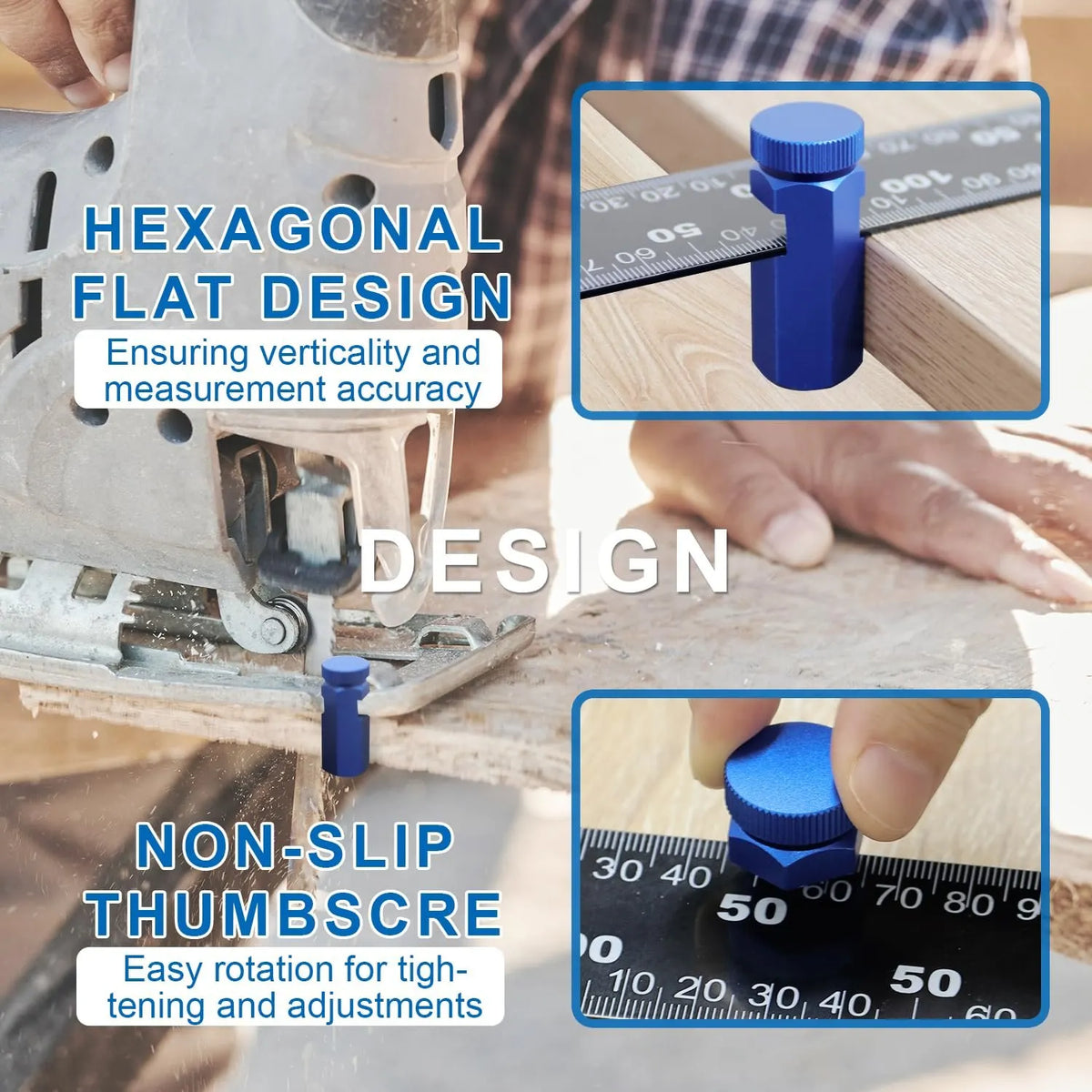 🎉 Tall Stair Gauges for Framing Square – Hexagonal Stable Lock with Holder & Hook for Carpentry & Circular Saw
