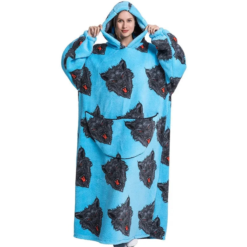Cute Cartoon Print Hoodie Blanket