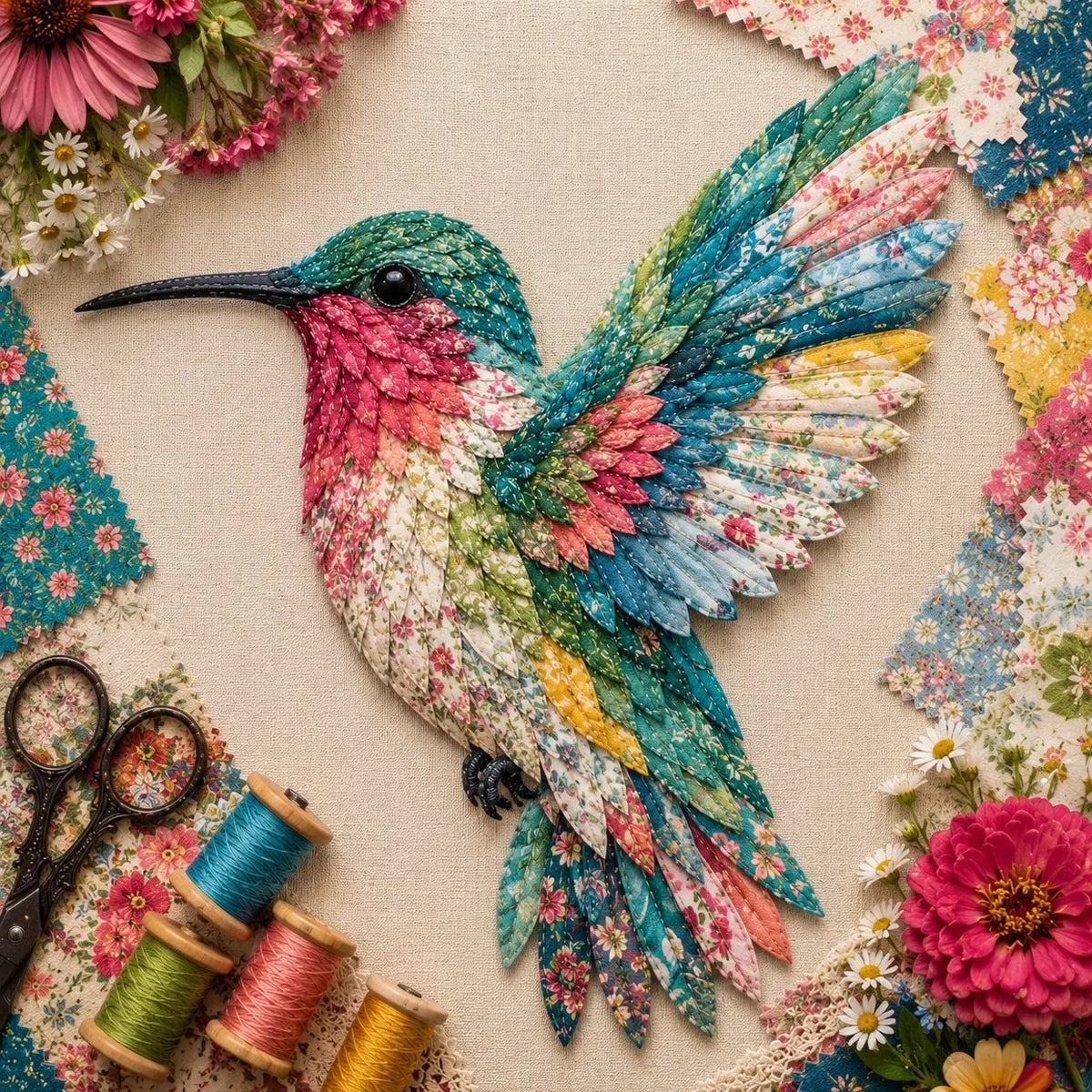 🔥 HOT SALE 🔥🧵 Beginner Friendly ✨ 3D Patchwork Bird DIY Craft Kit – Create a Layered Fabric Bird Worth Displaying